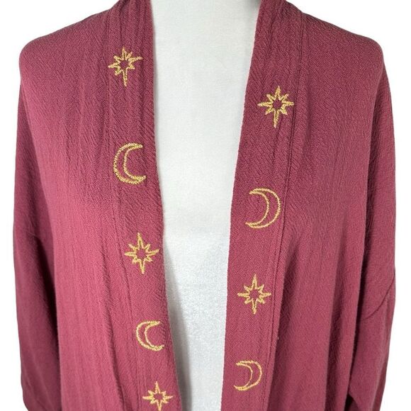 Nana Mintsita Deep Pink & Gold Mother Love Celestial Handmade Long Kimono Duster - Picture 7 of 9